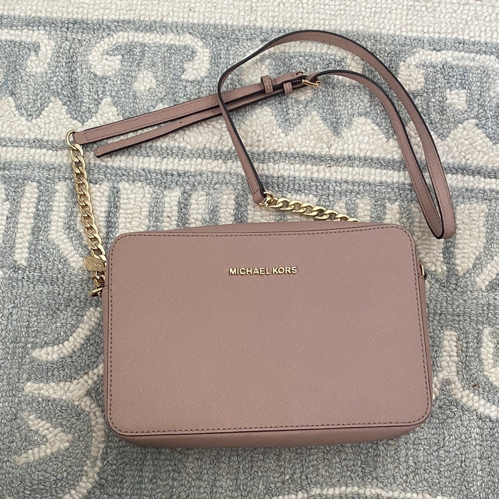 Michael Kors Blush Crossbody Bag with Gold Chain